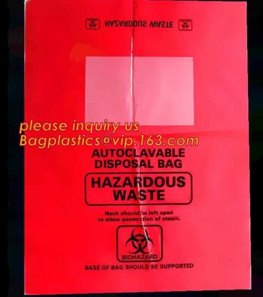 Buy cheap biodegradable biohazard eco bag, PE poly Biohazard Medical Waste Disposable Bag, Extra large capacity biohazard drawtape from wholesalers
