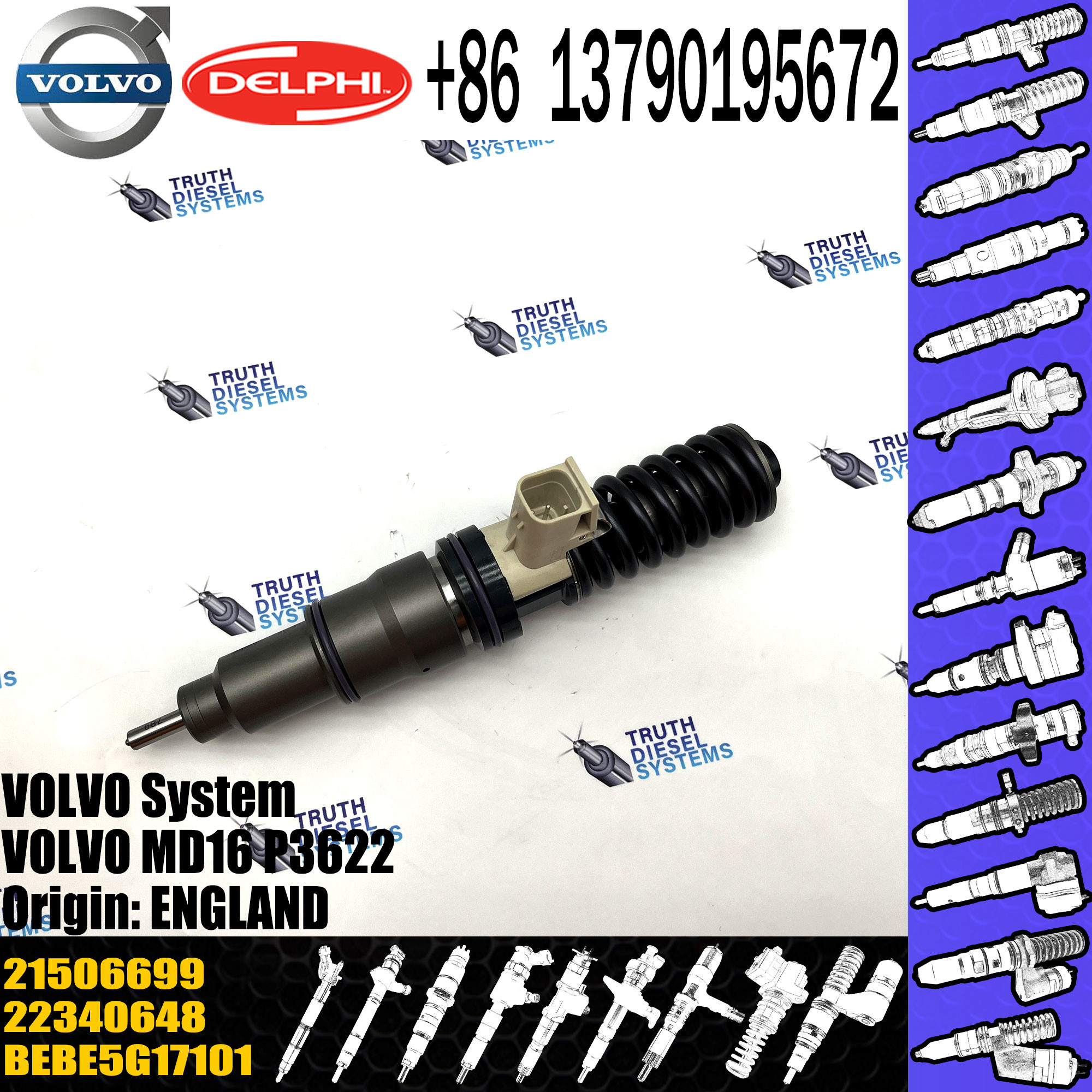 High quality common rail injector 22015763 diesel injector Engine BEBE4L09001 For Diesel Engine