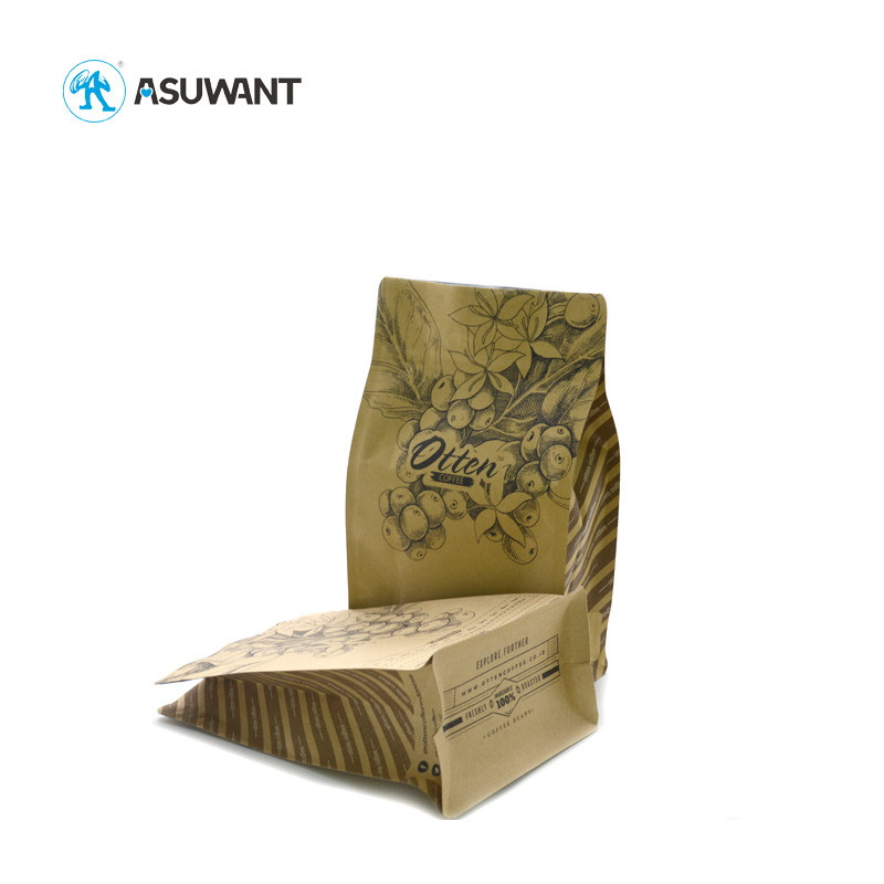 Custom Printed OEM Kraft Paper Zipper Bags With Valve