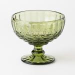 Green Dessert Vintage Glass Trifle Bowl Footed 350ml 12 Oz Lead free