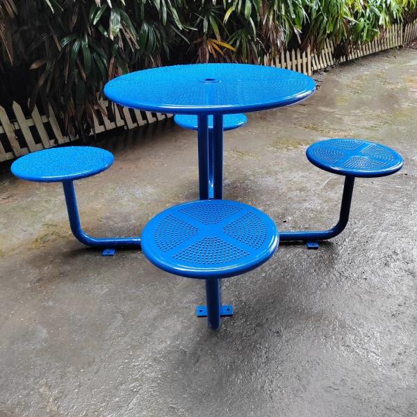 Buy cheap Outdoor Metal Steel Round Table And Stool , Steel Picnic Table With Four Stools from wholesalers