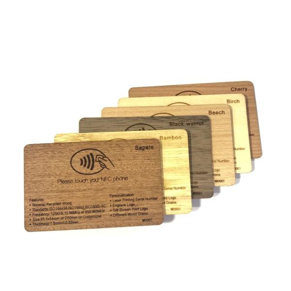 Programmable Bamboo Wood Business Cards NFC for RFID Hotel Key ISO14443A Smart