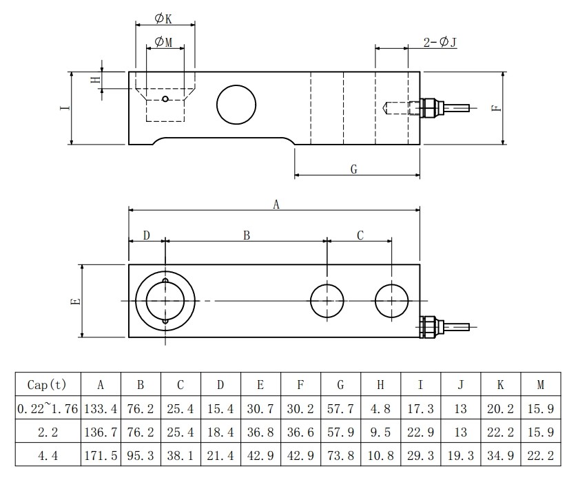 0.22t ~0.44t Shear Beam Load Cell Stainless Steel Waterproof Force Sensor