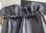 Bucket Genuine Leather Shoulder Handbag , 30cm Black Chain Handbag