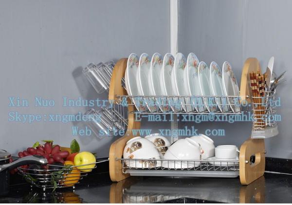 Wooden dish rack, stainless steel dish rack, kitchen utensils dish rack, drain