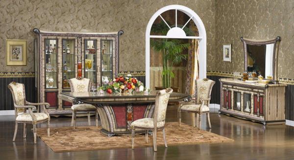 Buy cheap 4 Person Home Luxury Wood Dining Room Sets Rococo Antique Carved Dining Chairs from wholesalers