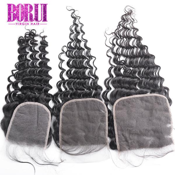 Buy cheap 5*5 6*6 Human Hair Lace Closure Unprocessed Brazilian Deep Wave Soft Smooth from wholesalers
