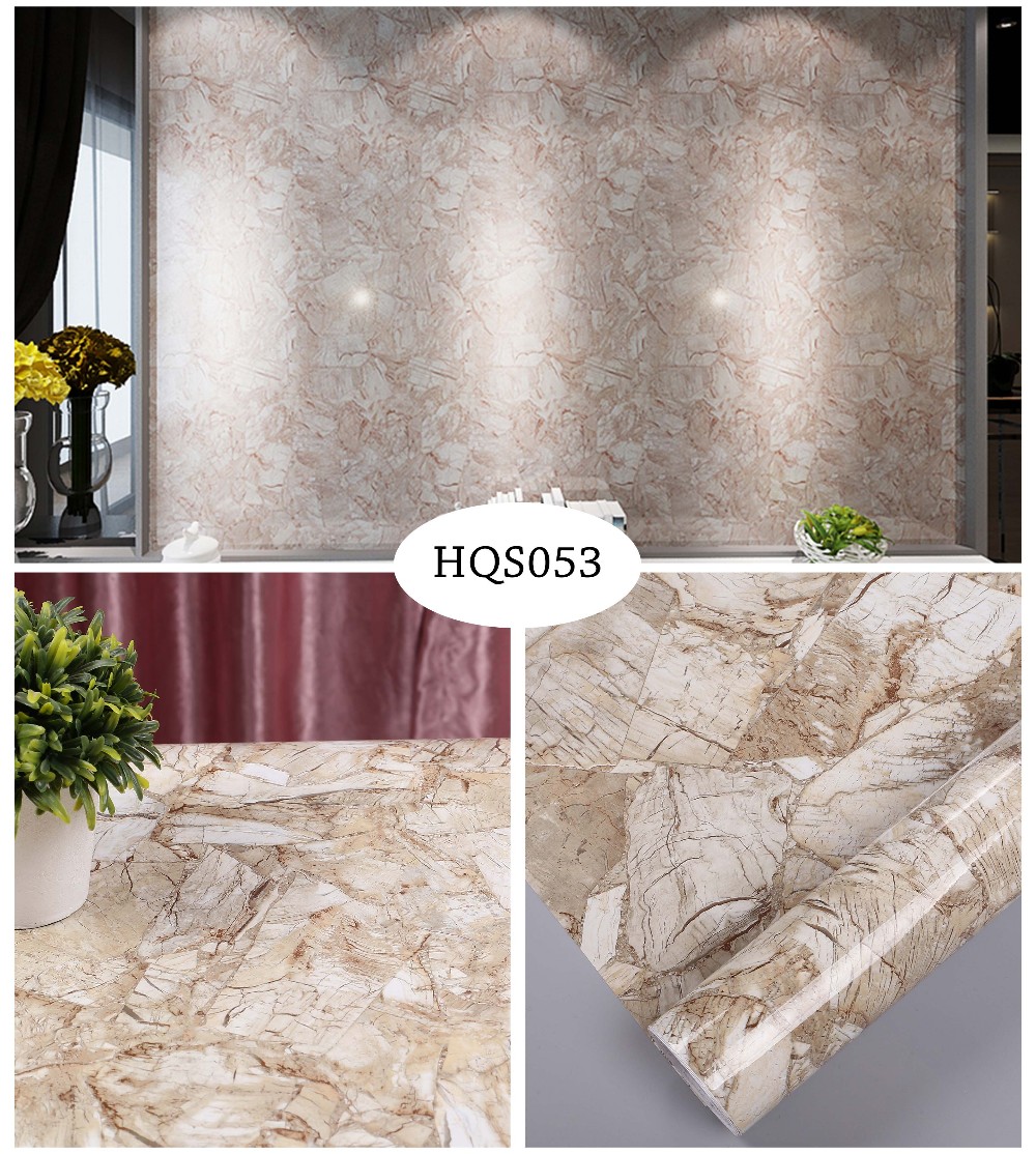 High Glossy 3D PVC Film Marble Wallpaper for Hotel Conference Room