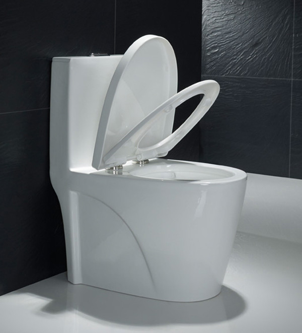 Low Profile One Piece Elongated Toilet Commode Fully Glazed Siphon Jet Flush