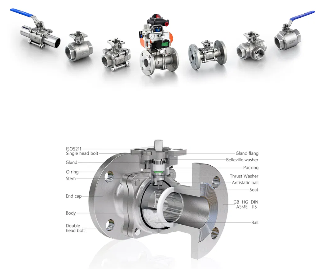 CF8/CF8m/Carbon Steel Floating Type 2PC Flange Ball Valve for Water Media and Fire Safe