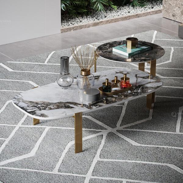Buy cheap Luxury SS Coffee Table Tv Stand Natural Ivory White Marble from wholesalers