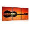 Buy cheap Urttiiyy 3 Panel Canvas Art Prints Music Abstract Guitar Tree Lake Sunset Art Painting from wholesalers