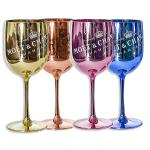 Gold Moet Chandon Plastic Coupe Glasses Acrylic Champagne Flutes 15.5oz