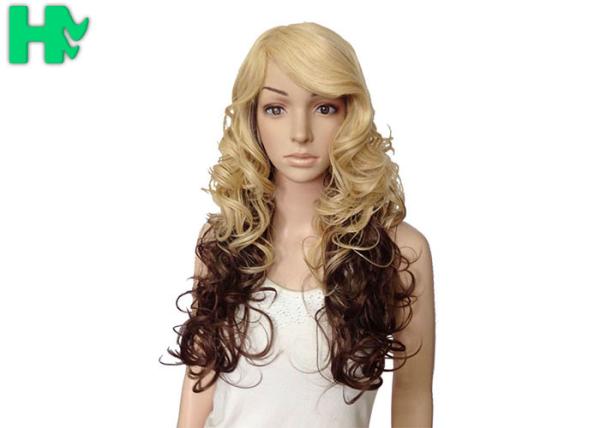 Buy cheap Dark Blonde Long Synthetic Wigs Normal Lace Natural Curly Fiber from wholesalers