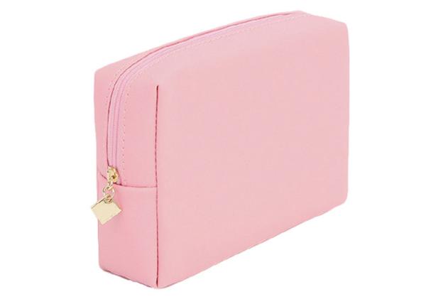 Buy cheap Pink Zippered Cosmetic Bag , Custom Print Small Pink Beautiful Makeup Bags from wholesalers
