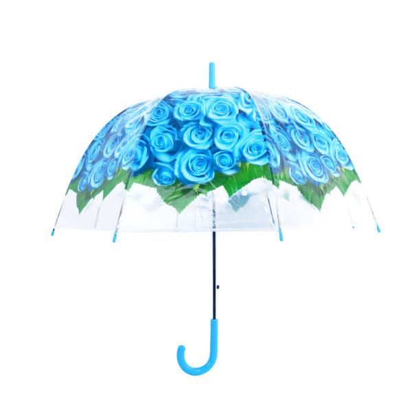 Buy cheap Automatic Logo Print Folding Small Clear Umbrella Dome Bubble Plastic PVC POE Material from wholesalers
