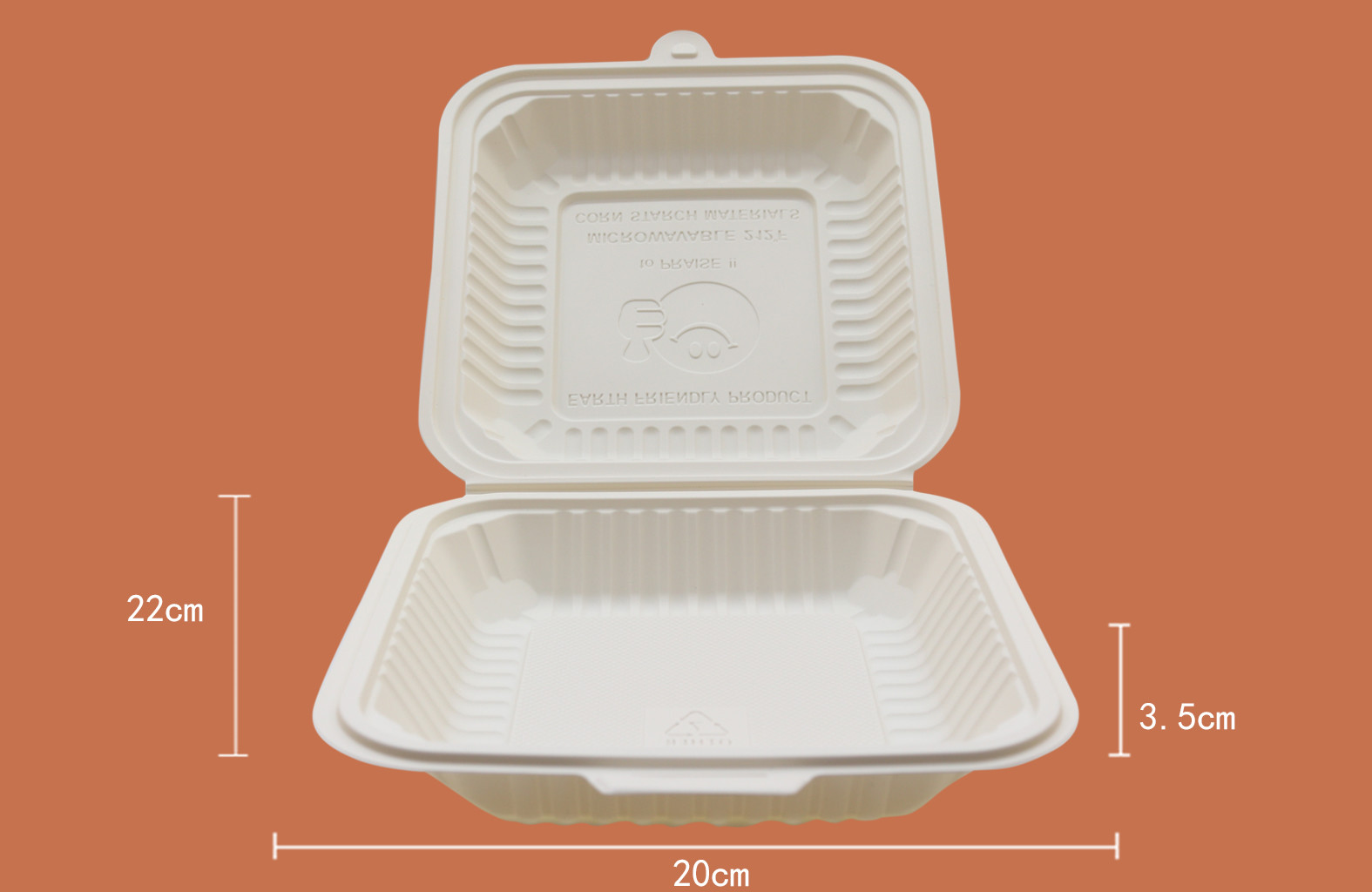 Biodegradable food container disposable take away cornstarch clamshell food lunch box