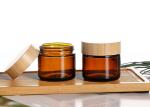 10g 30g 50g 100g Cosmetic Bamboo Lid Glass Jars 50g Face Cream Amber Glass Jar