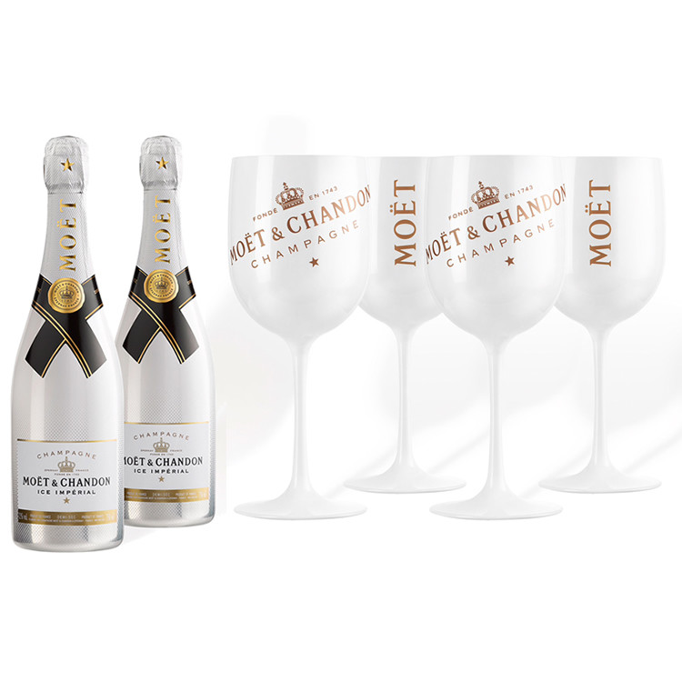 Fashions 450ml Black Reusable Plastic Wine Glasses Moet & Chandon acrylic champagne flutes
