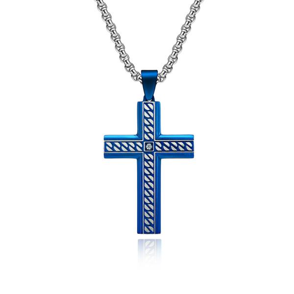 Custom Logo Cross Pendant Necklace in Stainless Steel Gold Plated for Christian