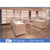 Buy cheap Modern Wooden Glass Compositive White Jewelry Showcase With LED Spotlights product