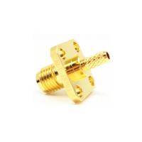Buy cheap 50Ohm Female SMA RF Connector Solder Attachment 4 Holes Flange Mounting product