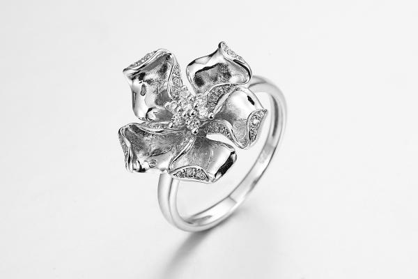 Buy cheap "Lotus" 925 Sterling Silver CZ Art Deco Rings Mother's Day Present from wholesalers