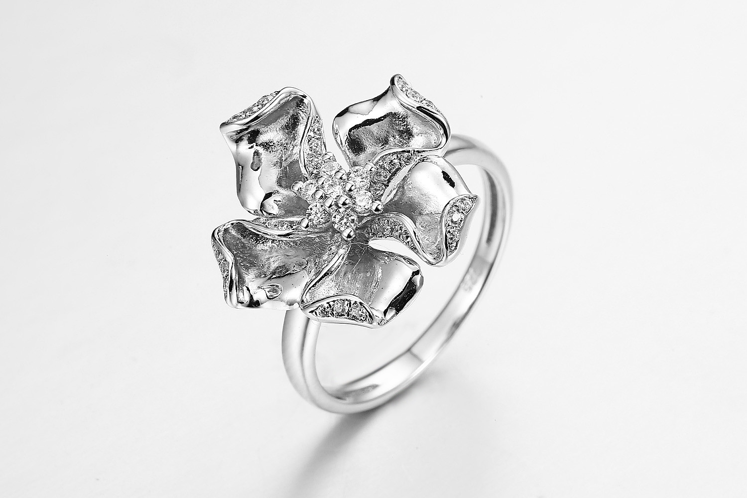 "Lotus" 925 Sterling Silver CZ Art Deco Rings Mother's Day Present