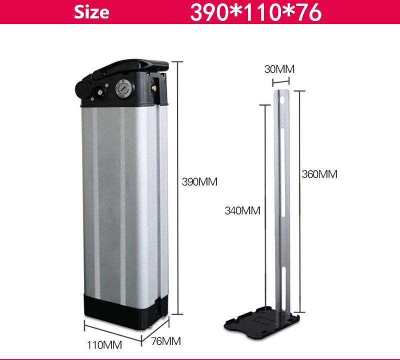 36V 48V Silverfish Electric Bike Lithium Battery Distance Per Charge 30-60KM