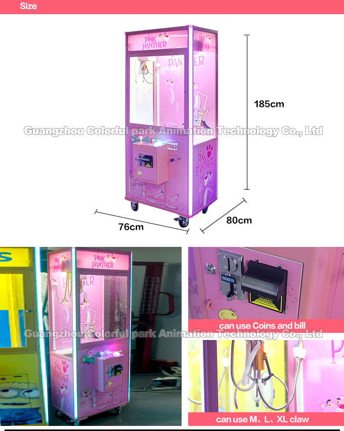 Lollipop Candy Toy Claw Grabber Machine Pink Tempered Glass Material