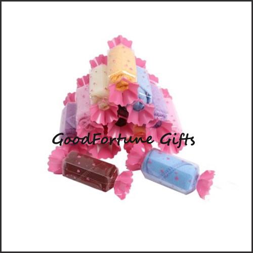 Buy cheap cheap promotional creative candy shape cotton towel wedding birthday festival gift from wholesalers