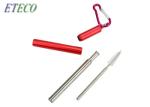 Collapsible Telescopic Stainless Steel Straws Metal Capsule Shell Silicone Tips