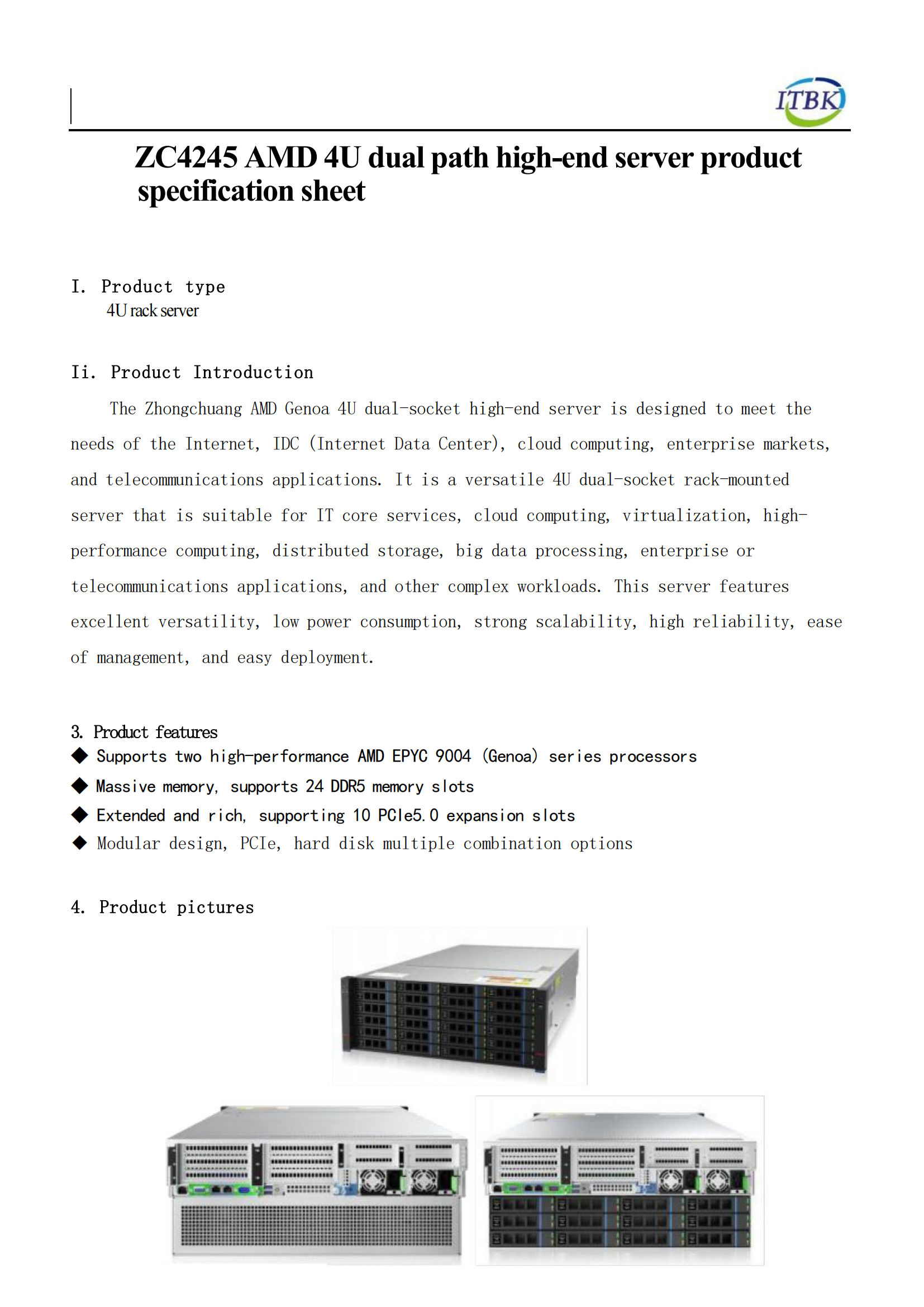 IPMI2.0 Compatible 4245 Rack Server with Hot-Swappable Fans