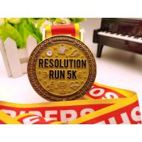 Buy cheap Goldplating Zinc Alloy Medal , 5k Running Medals 2.5mm Thickness product