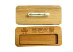 Reusable Solid Wood Engraved Name Badges , Full Color Name Badges With Safety