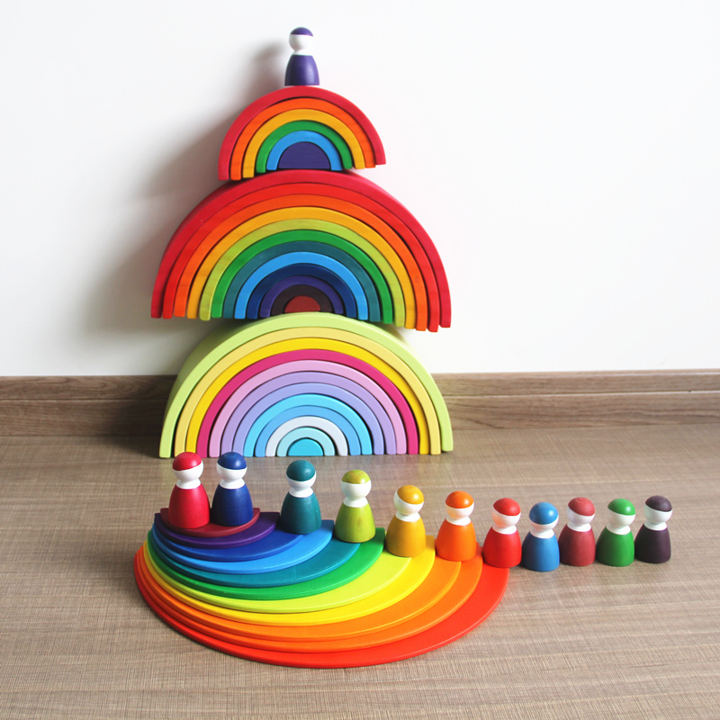 6cm Large Pastel Rainbow Stacker Nesting Rainbow Block Set