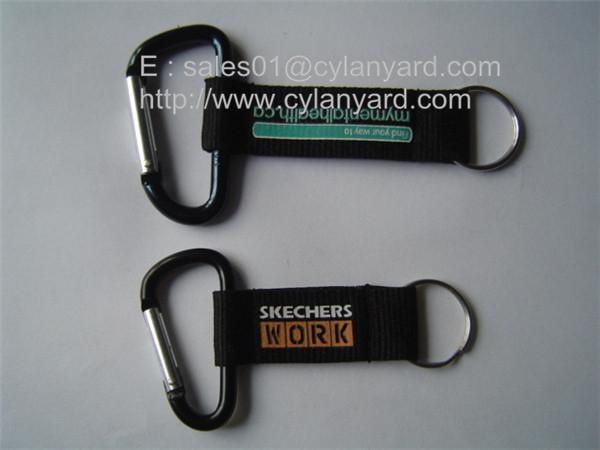 Hiking carabiner wrist lanyards, hiking short lanyard with metal carabiner and