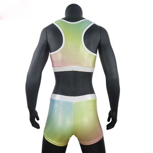 Buy cheap Sublimated Printing Metallic Cheer Dance Clothes With Rhinestones Lycra Fabric from wholesalers