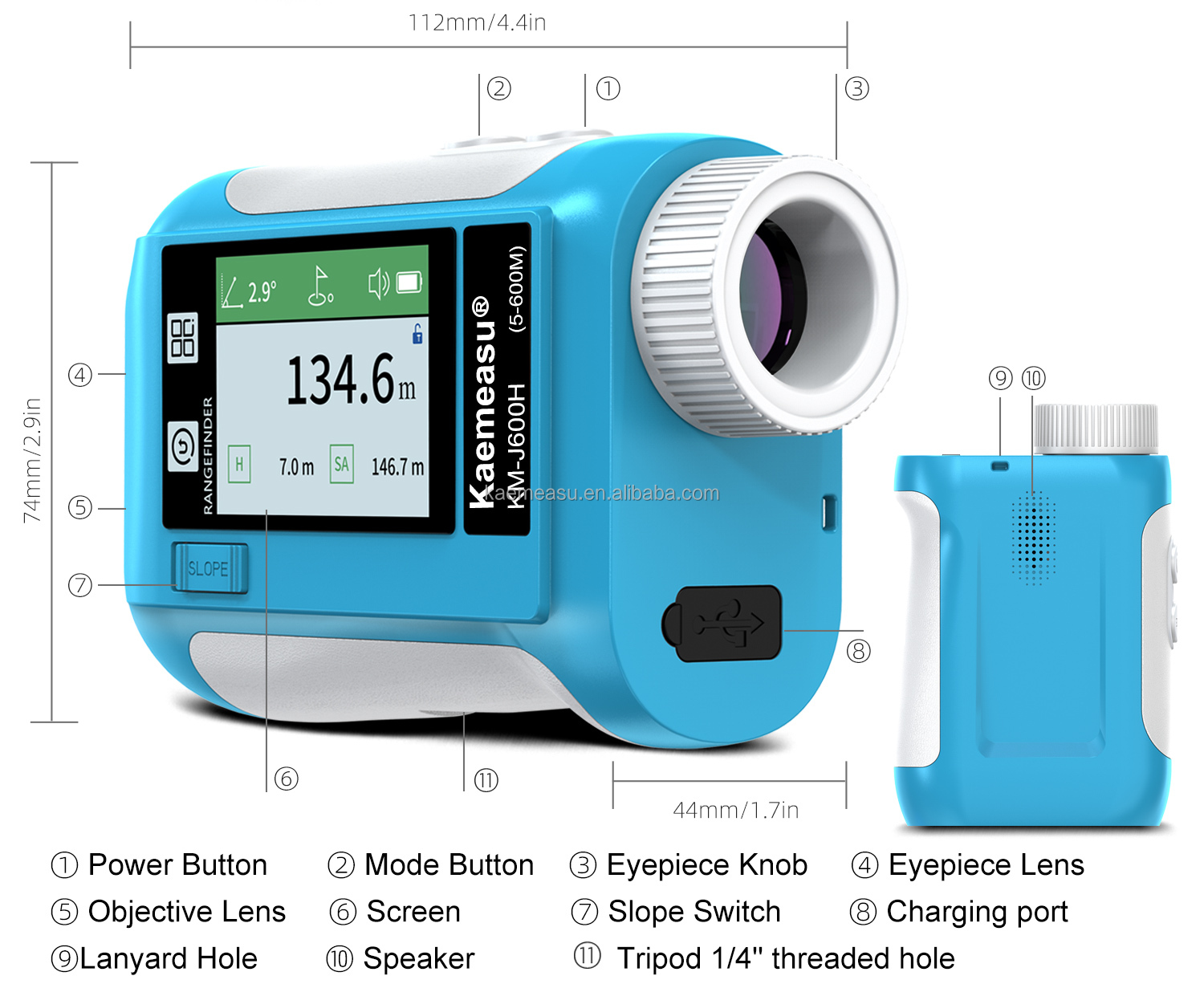 J800m Multifunction Laser Distance Meter Handheld Measure Level Calculate for Construction Golf Hunting