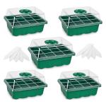 Green Plant Seed Starting Trays With Dome 12 Holes Reusable Durable For