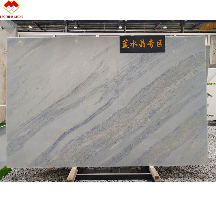 Modern Onyx Marble Type Translucent Blue Shadow Quartzite Slab for Living Room