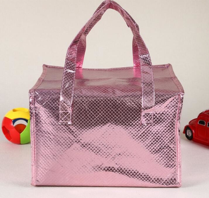 Reusable aluminium foil thermal insulation material cooler bag for picnic with Strapping tape closureRecycled PP Woven Plast