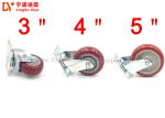 Transparent Red Caster Wheel , Polyurethane Flat Universal Light Duty Caster
