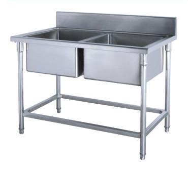 Commercial Kirchen Stainless Steel Inlet And Outlet Bench With Double Sink Bowl