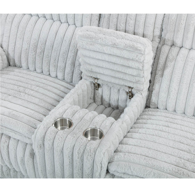 Power Recliner Sofa set with Power Recliner Seats and Storage Box, Gray Corduroy Fabric