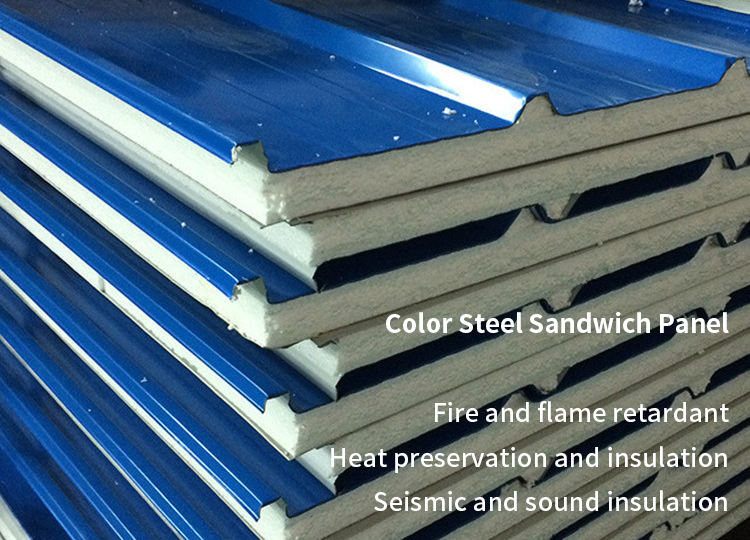 Villa Water Resistant Colored Steel Plate Rock Wool Tile Heat Insulation Tile Sandwich Board for Eco-Friendly Buildings