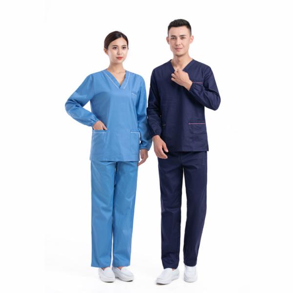 Buy cheap Blue Medical Scrub Suit Long Sleeve XS-3XL Industrial,Healthcare Center from wholesalers