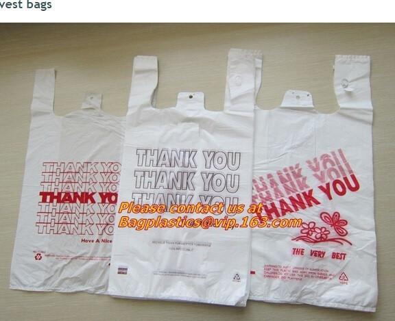 Custom Print Hdpe Plastic T Shirt Bags with Gusset, hdpe bags, ldpe bags, pp