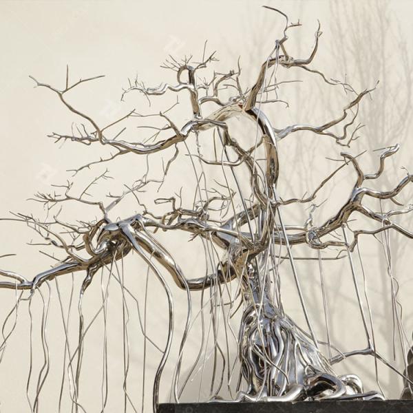 Buy cheap Commissioned Mirror Polished Casting Stainless Steel Little Tree Sculpture from wholesalers