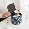 Buy cheap Metal Zipper PU Leather Cylinder Bucket Cosmetic Bag from wholesalers